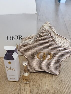 New CD Dior Star Clutch Makeup Gold Tone  Bag + Mini Edp Jadore Gift Set